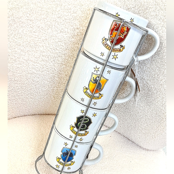 🔥LAST 4 Harry Potter Hogwarts House Stacking Mugs Cups Set - Picture 1 of 1